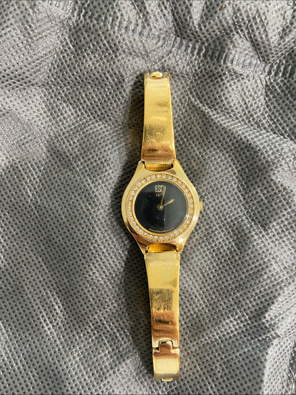 Ladies Gold-Tone Crystal Accent Bracelet Watch - Gold/Black
